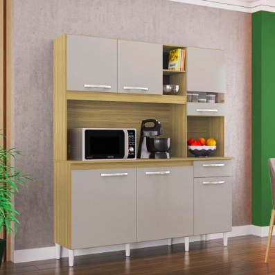 Kit Cozinha 6 portas com detalhe em Vidro