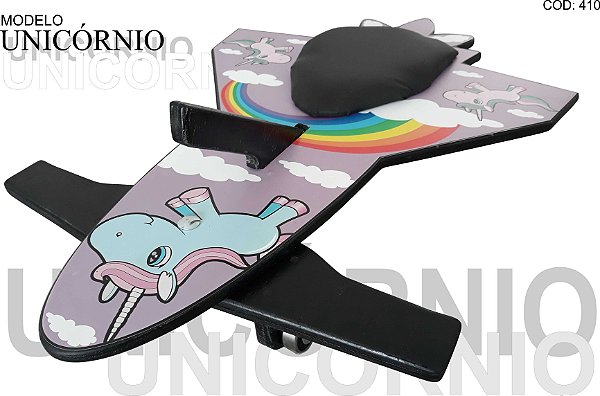 CARRINHO DE ROLEMÃ INFANTIL FOGUETE UNICÓRNIO 80 cm
