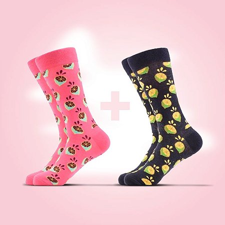 Meia estampada Frutas-  Kit 2x1