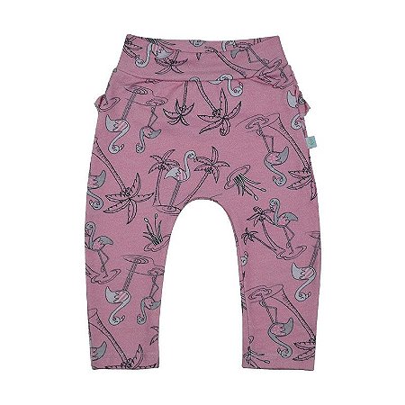 Calça Babado BioBaby Bebê Flamingo Padrão