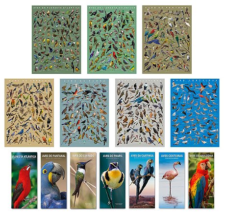 Coleção Completa com 7 Posters e 7 Guias das Aves dos Biomas Brasileiros + GUIA DE FOZ DO IGUAÇU GRÁTIS