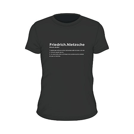 Camiseta preta verbete Friedrich Nietzsche