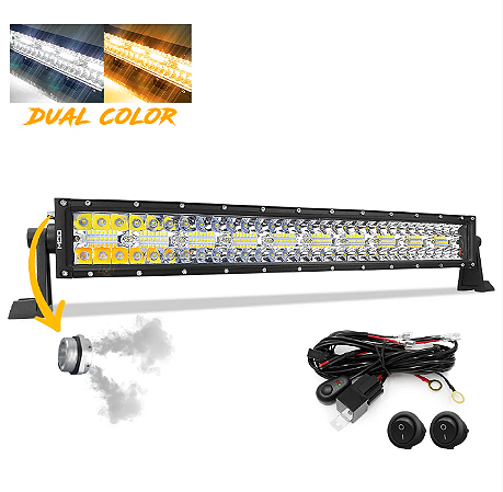 Barra LED 22 Pol 56cm 8D 390W 35100Lm Combo Dual Color + Chicote + Botão