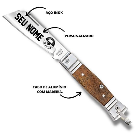 Canivete Madeira/Inox DU INTERIOR Tradicional GR 3 1/4" - Personalizado