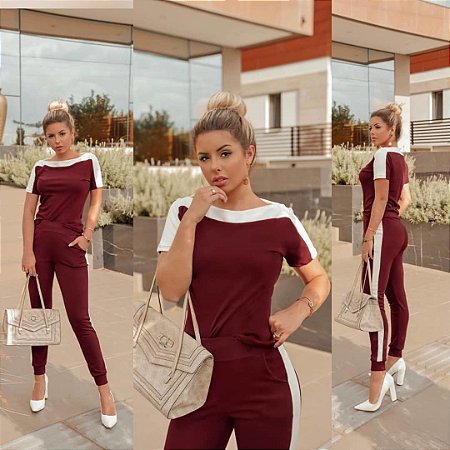 Conjunto de calça e blusa ombro a ombro
