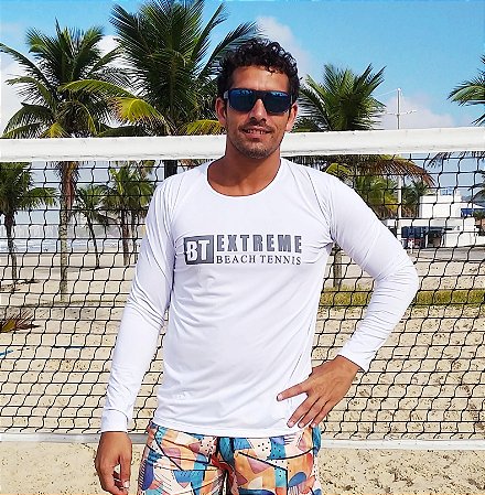 Camiseta Beach Tennis Manga Longa Masculina Proteção UV50+