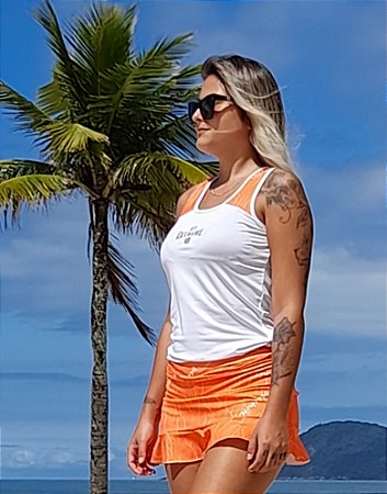 Conjunto beach Tennis Feminino Shorts Saia e Regata Estampa Maldivas