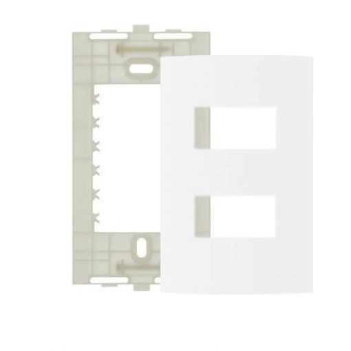 Placa 4x2 2 Módulos Separados Branco Com Suporte Linha Clean - Margirius