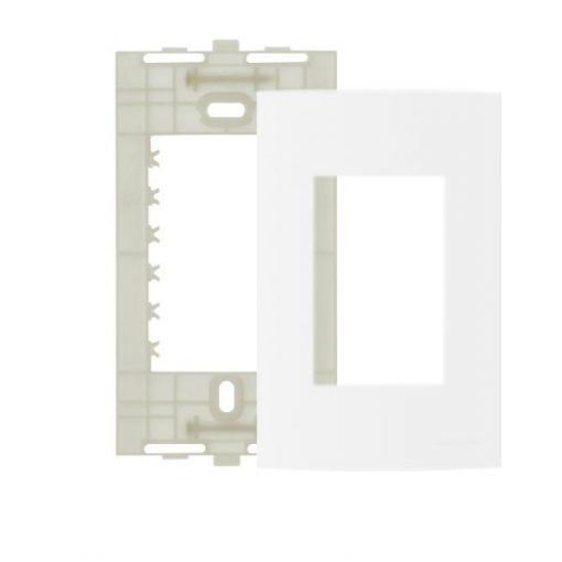 Placa 4x2 3 Módulos Juntos Branco Com Suporte Linha Clean - Margirius