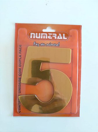 Número Dourado 5 Adesivdado - Numeral