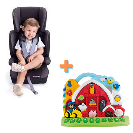 Cadeira para automóvel + brinquedo fazenda falante