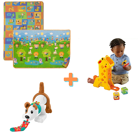 KIT Tapete, Cachorrinho engatinha comigo e Girafa blocos