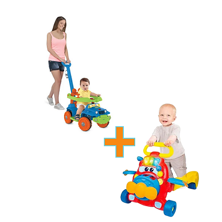 Kit andador avião + carrinho passeio jipe