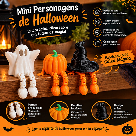 Kit Bonecos Articulados Halloween | Peças Decorativas | Impressão 3D