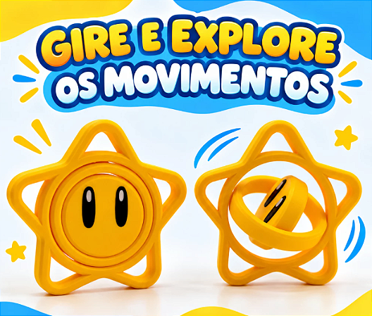 Kit Lembrancinha de festas | Estrela Super Mario Fidget Giratório | Gyro Fidget Impresso em 3D