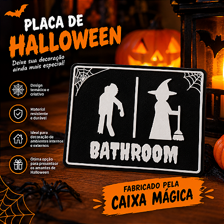 Placa de Banheiro de Halloween