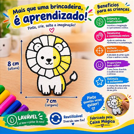 Kit Pintura para Colorir Infantil Lavável Reutilizáveis + Canetinhas | Presente Crianças