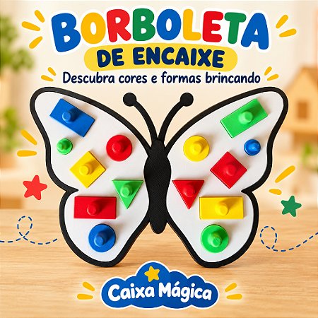 Placa Educativa Borboleta | Material Pedagógico Inspirado em Montessori | Quebra-cabeça montessori