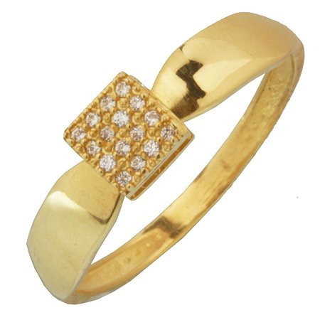 Anel chuveiro quadrado em ouro amarelo 18k PC 4.30