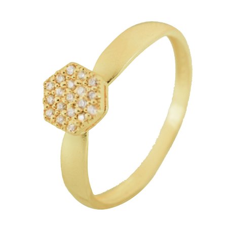 Anel sextavado em ouro amarelo 18k PC 3.41