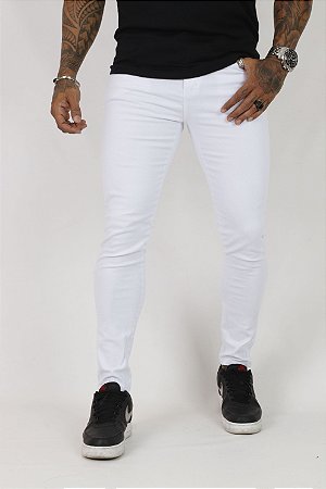 Calça Jeans Masculina Super Skinny Branca