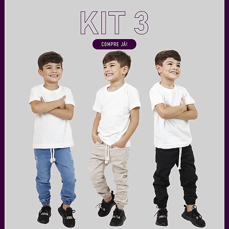 Kit 3 Calças Jogger Infantil