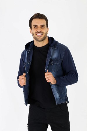 Jaqueta Jeans Moletom - Escura