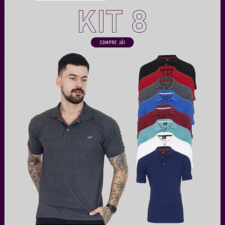 Kit 8 Camisas Masculina - Gola Polo