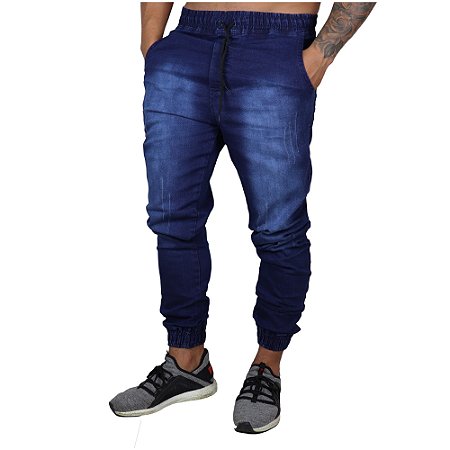 calça jogger jeans masculina azul escuro - DAZE MODAS