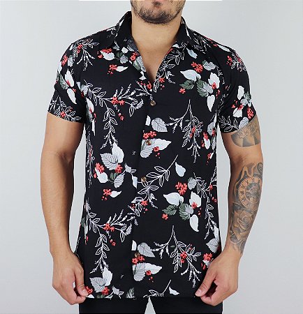 camisa social masculina floral