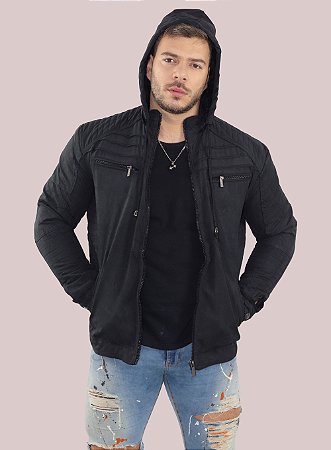 jaqueta preta masculina jeans
