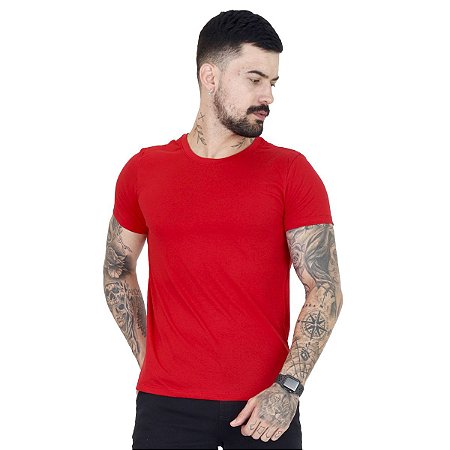 Camiseta Masculina - Básica Algodão - Vermelha