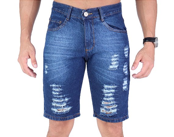 Bermuda Jeans Escura Masculina Rasgada Daze Modas