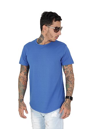 Camisa Masculina - Longline Básica - Azul Royal