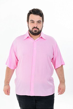 Camisa Básica Masculina Viscose Plus Size - Rosa