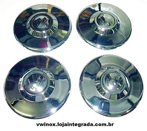 Calota Aro 15 Cromada Fuscão 1973 Em Diante ( Fixada Por Pressão ) Kit 4 Peças