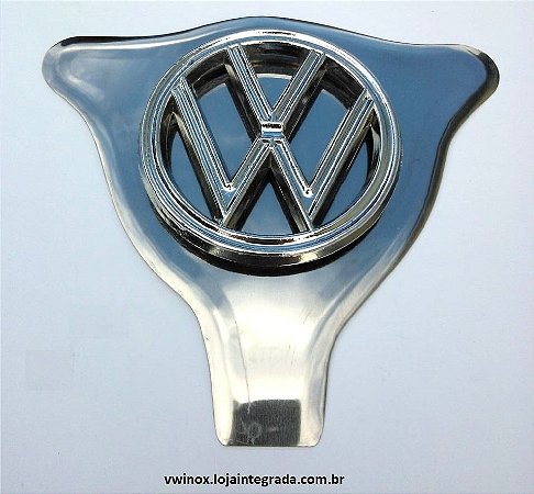 Espelho Do Emblema Capô Dianteiro Fusca Inox Cara De Gato 1972 Em Diante