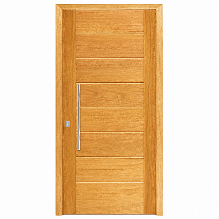 Porta BBB Madeira Maciça Cedro-Arana Light Montada No Batente cx 14 Fechadura Rolete e Puxador