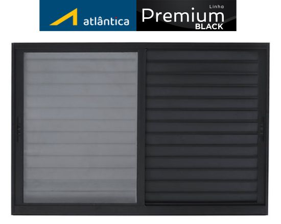 VENEZIANA 3 FOLHAS SEM GRADE LINHA PREMIUM 25 ALUMÍNIO PRETO ATLÂNTICA