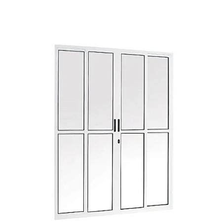 Porta Balcão 4 Folhas Linha Classic 25 Alumínio Com Fechadura Branco Cmc