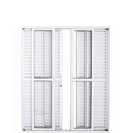 Porta Balcão 6 Folhas Alumínio Branco com Fechadura Linha 25