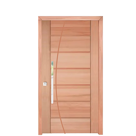 Porta Belíssima em Madeira Maciça Jequitibá Rosa Premium Montada no Batente cx 14 Fechadura Rolete e Puxador