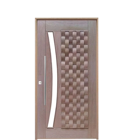 Porta Pivotante Couro Visor Arco Madeira Maciça Cedro Arana Batente 14 Kit Pivô e Fechadura Rolete
