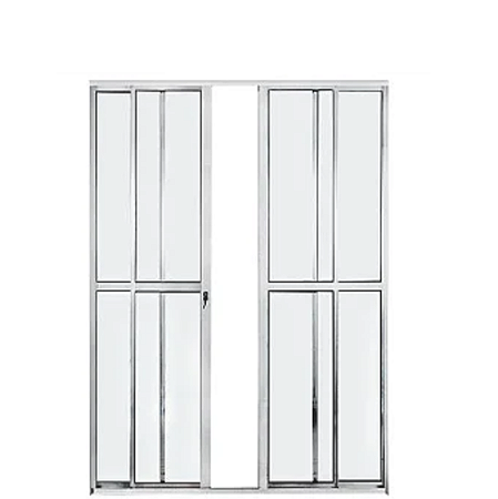 Porta Balcão 4 Folhas com Fechadura Linha Max Alumínio Branco Lux