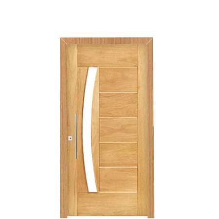 Porta BBB com Visor Arco Madeira Maciça Cedro Arana Montada no Batente cx 14 Fechadura Rolete e Puxador