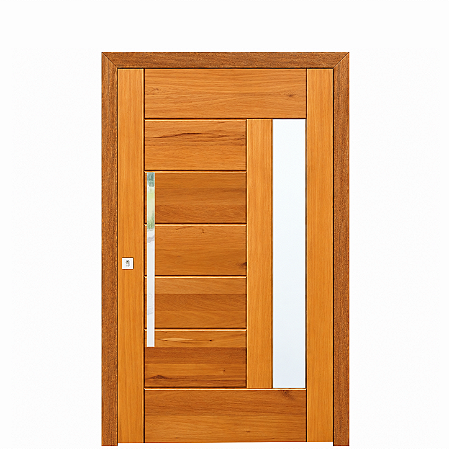 Porta Pivotante BBB Visor Reto Madeira Maciça Cedro Arana Batente 14 Kit Pivô e Fechadura Rolete