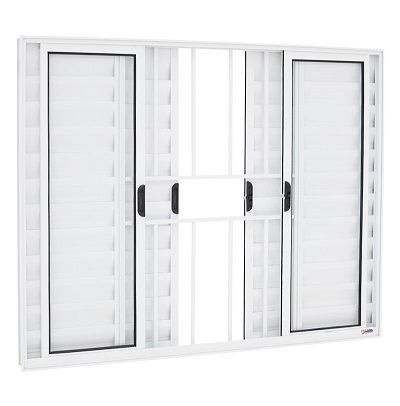 Veneziana 6 Folhas Folhas com Grade Linha Normatizada Alumínio Branco Lux