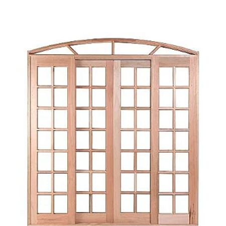 Porta de Correr 4 Folhas Quadriculada Arco Padrão Cedro