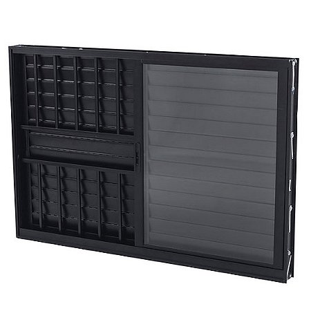 Veneziana 3 Folhas com Grade Linha Classic 25 Alumínio Preto Cmc