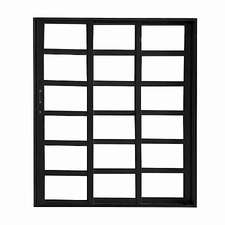 Porta Correr 3 Folhas com Travessa Alumínio Preto Linha 25 Premium